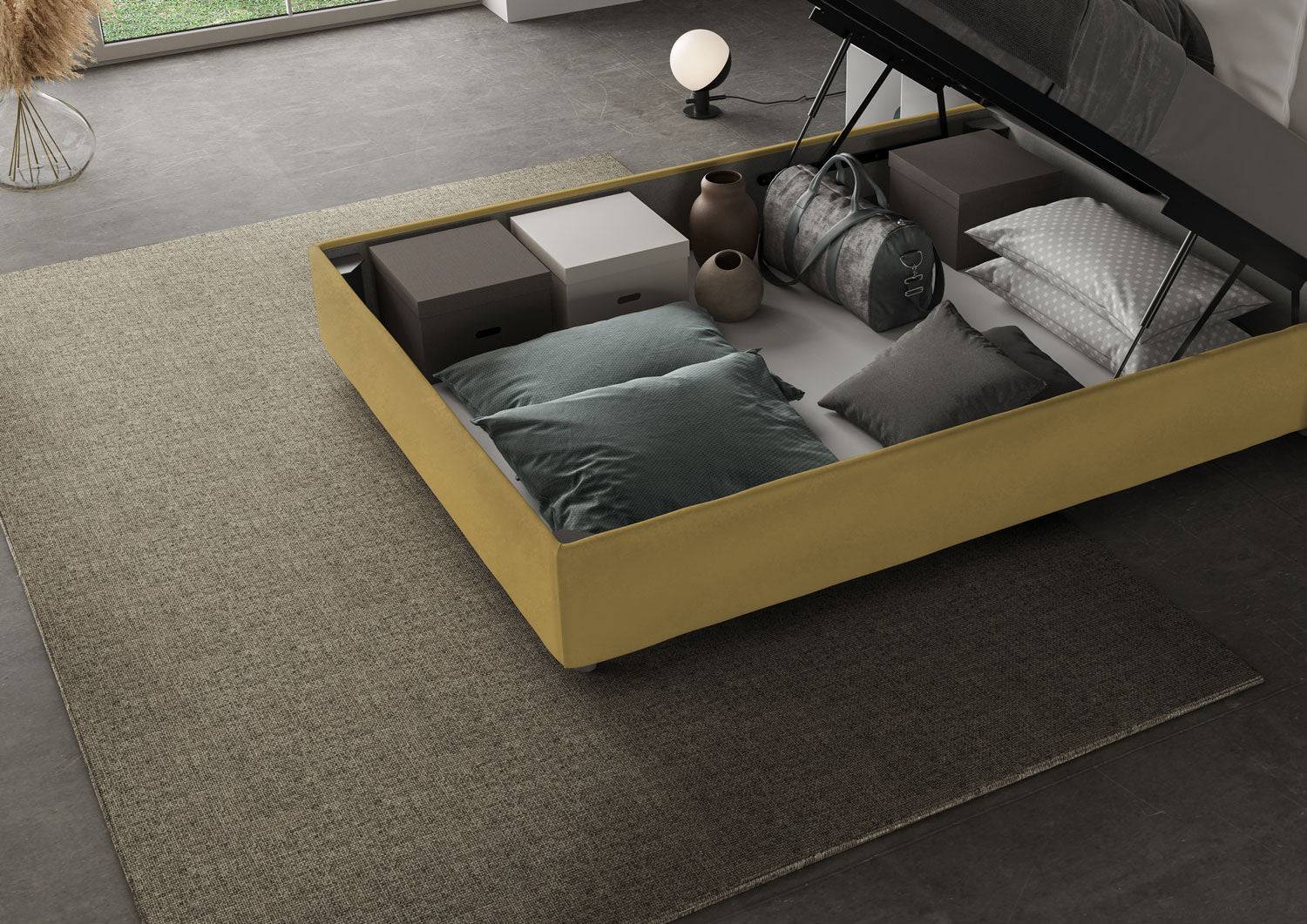 Letto singolo contenitore imbottito 100x210 microfibra Adele - Image 19