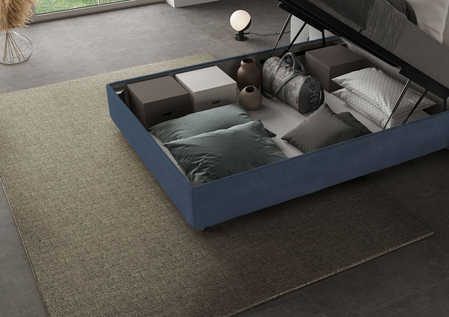 Letto singolo contenitore imbottito 100x210 microfibra Adele - Image 23