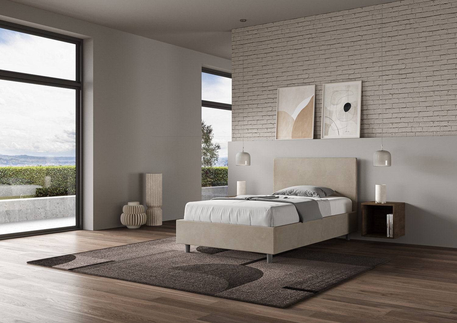 Letto singolo contenitore imbottito 100x210 microfibra Adele - Image 9