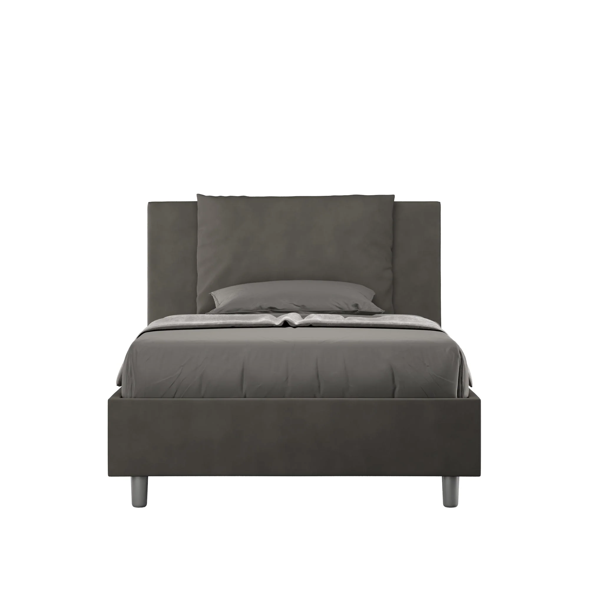 Letto singolo contenitore imbottito 100x210 microfibra Antea
