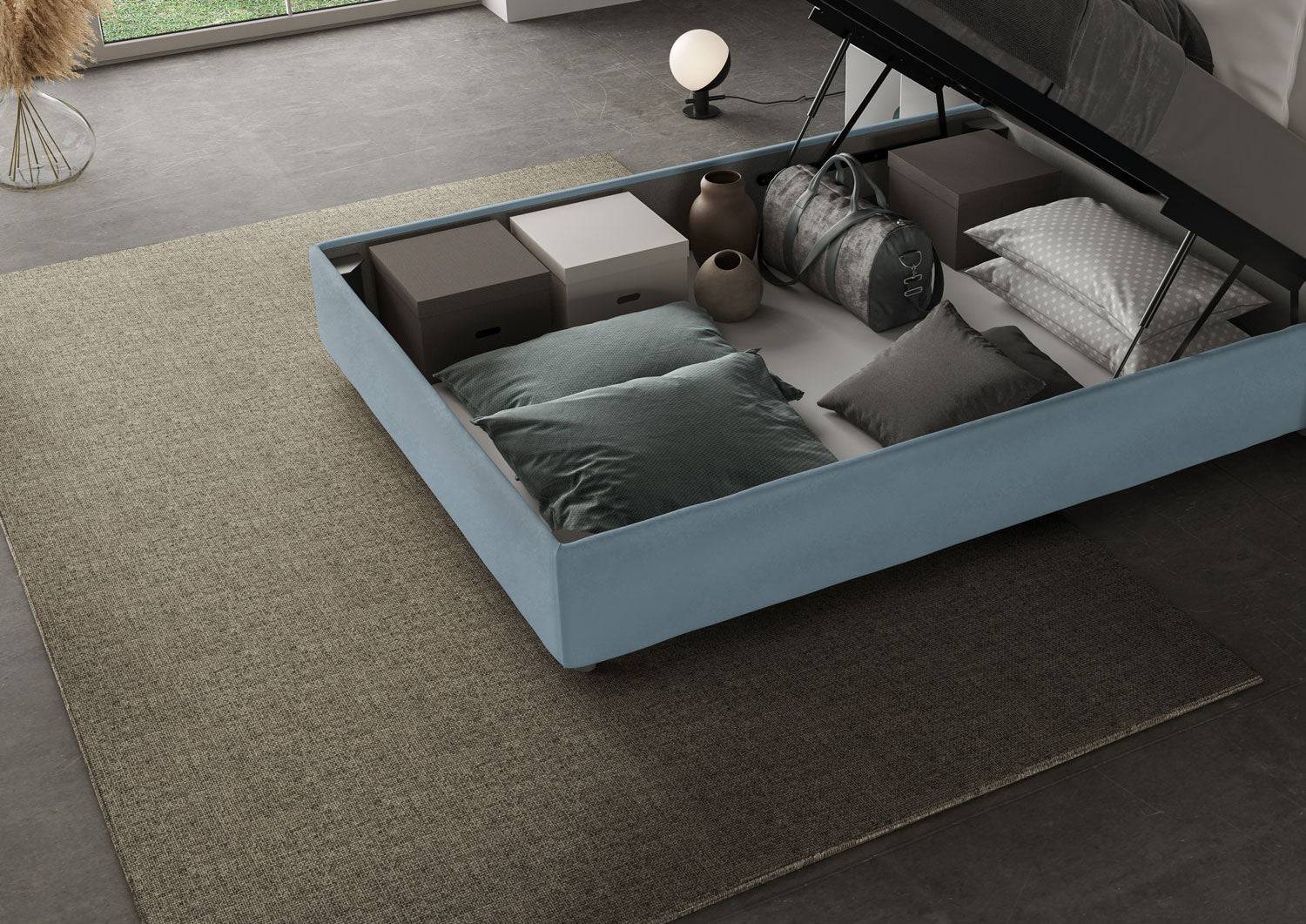 Letto singolo contenitore imbottito 100x210 microfibra Appia - Image 15