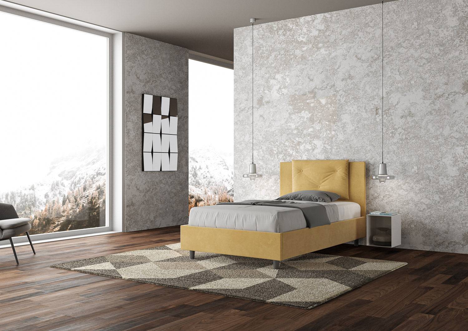 Letto singolo contenitore imbottito 100x210 microfibra Appia - Image 19