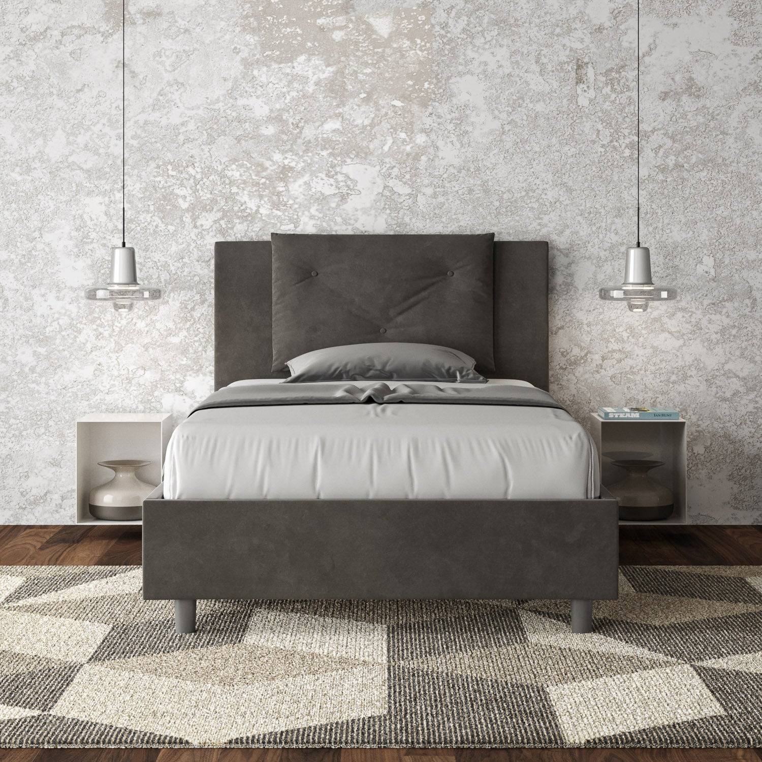 Letto singolo contenitore imbottito 100x210 microfibra Appia - Image 2