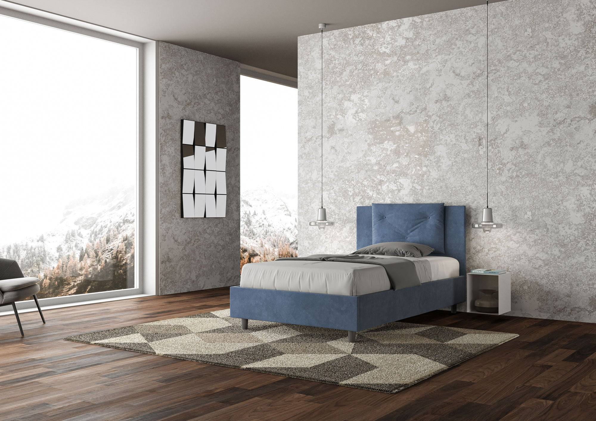 Letto singolo contenitore imbottito 100x210 microfibra Appia - Image 24