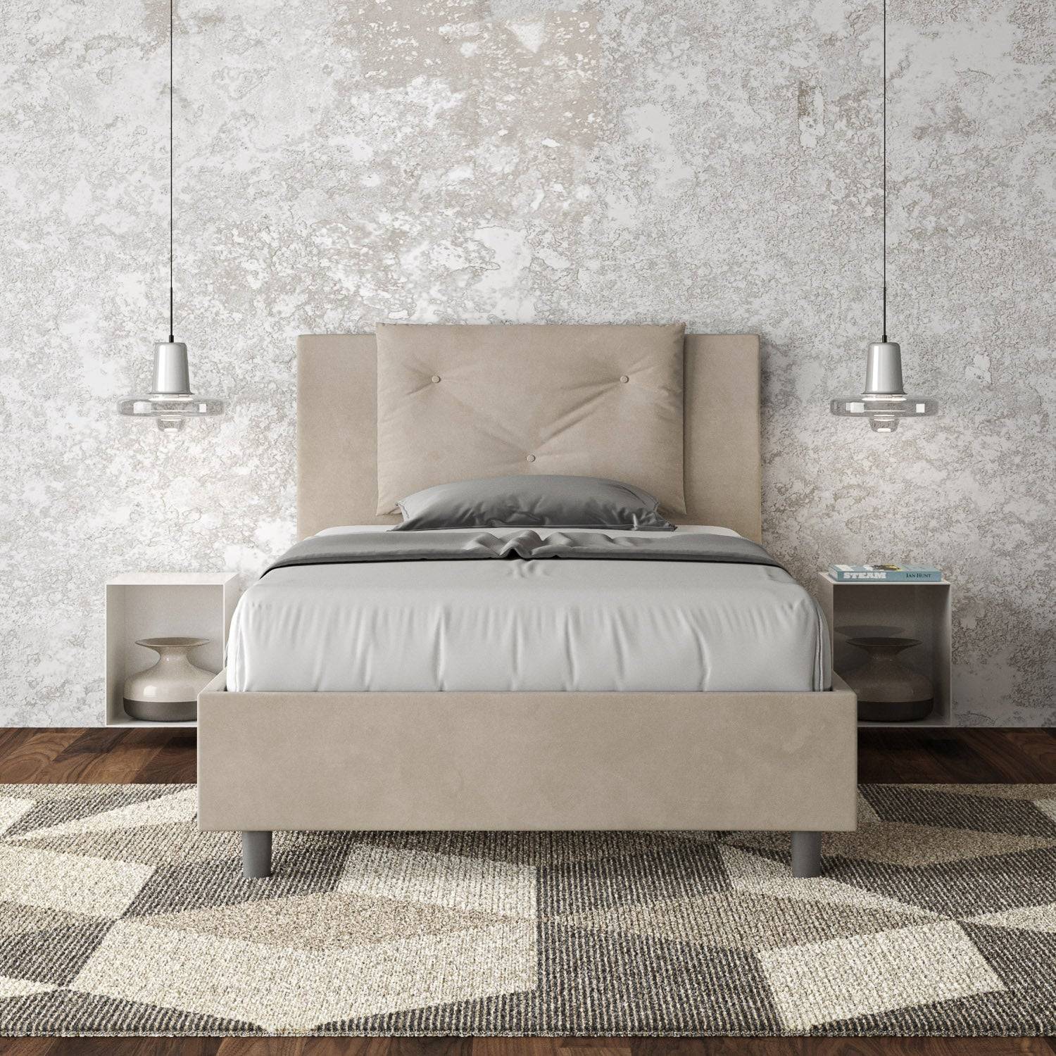 Letto singolo contenitore imbottito 100x210 microfibra Appia - Image 7