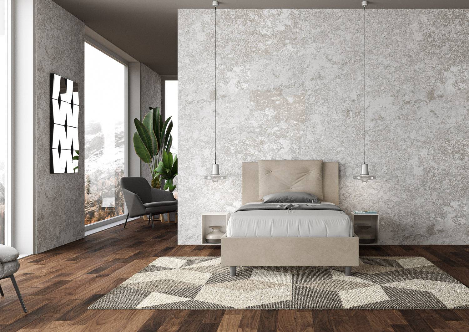 Letto singolo contenitore imbottito 100x210 microfibra Appia - Image 8