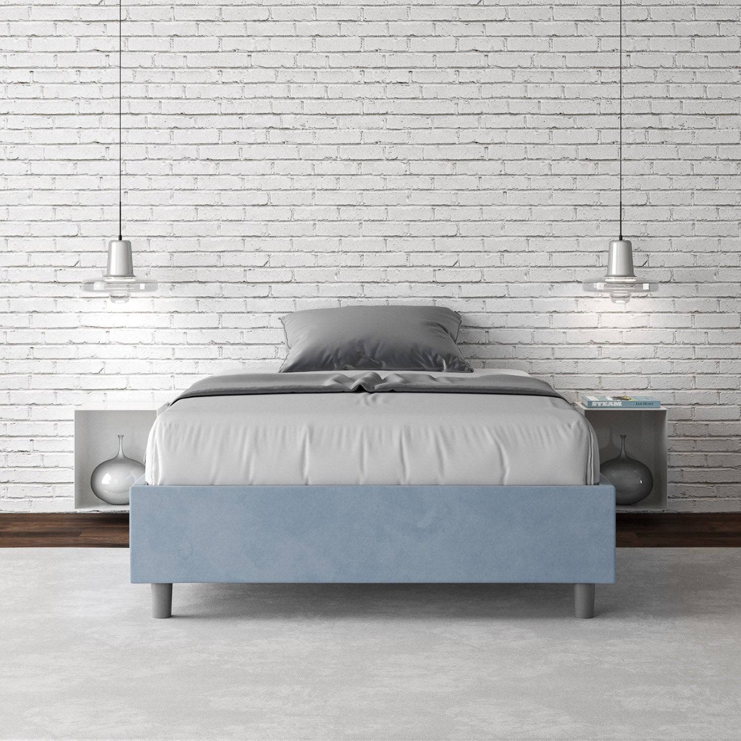 Letto singolo contenitore imbottito 100x210 microfibra Azelia - Image 12
