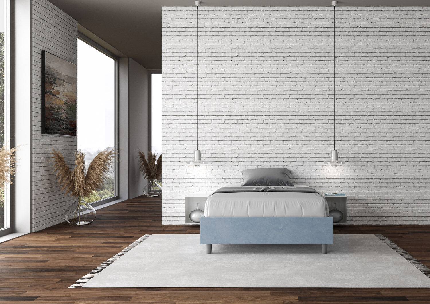 Letto singolo contenitore imbottito 100x210 microfibra Azelia - Image 13