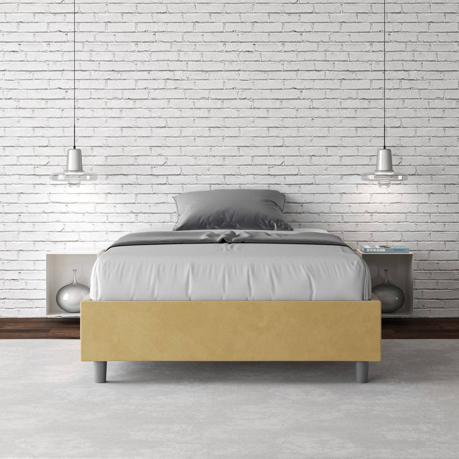 Letto singolo contenitore imbottito 100x210 microfibra Azelia - Image 16