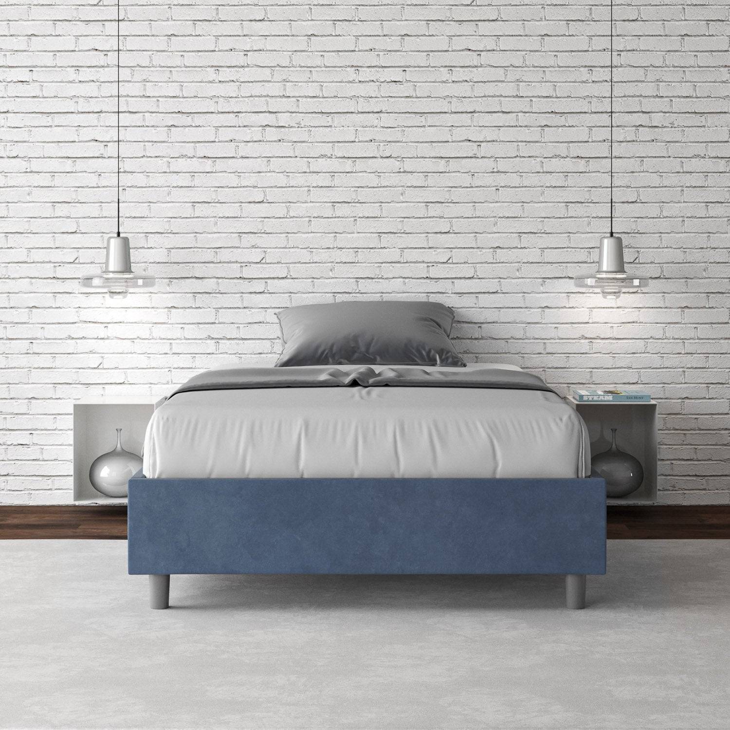 Letto singolo contenitore imbottito 100x210 microfibra Azelia - Image 19