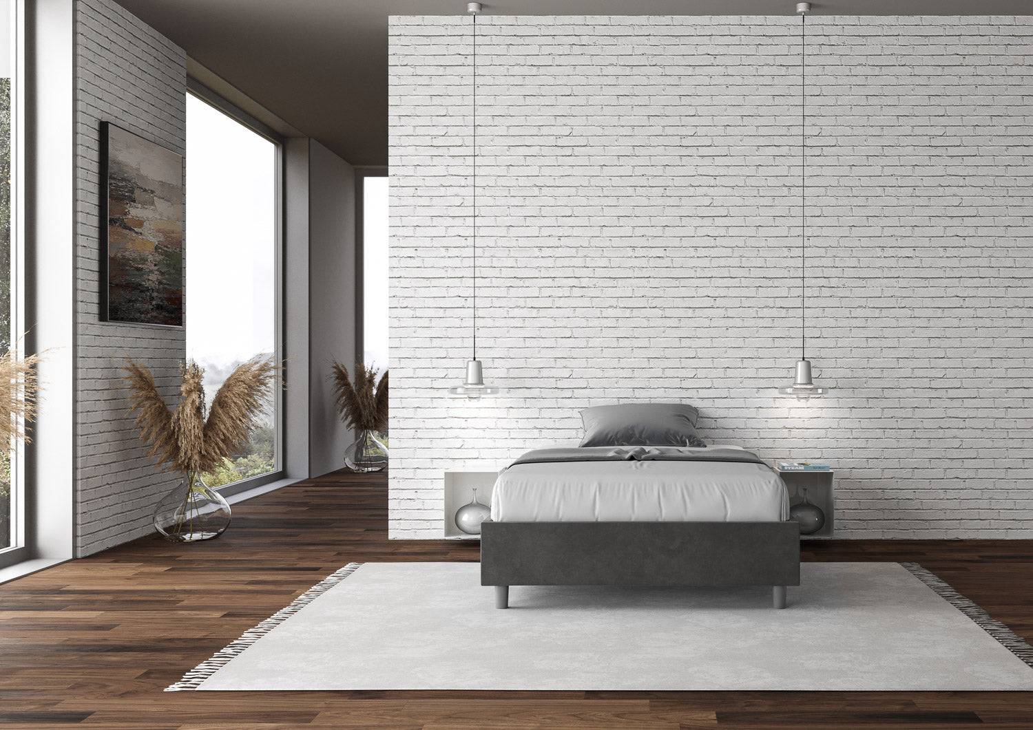 Letto singolo contenitore imbottito 100x210 microfibra Azelia - Image 3