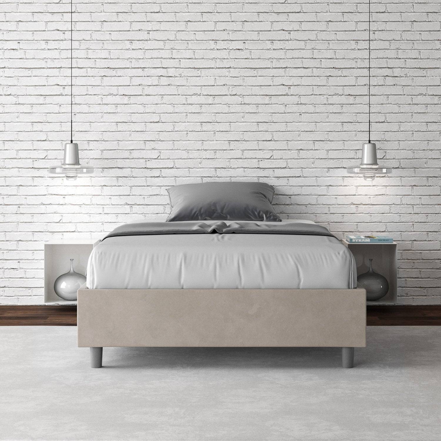 Letto singolo contenitore imbottito 100x210 microfibra Azelia - Image 7