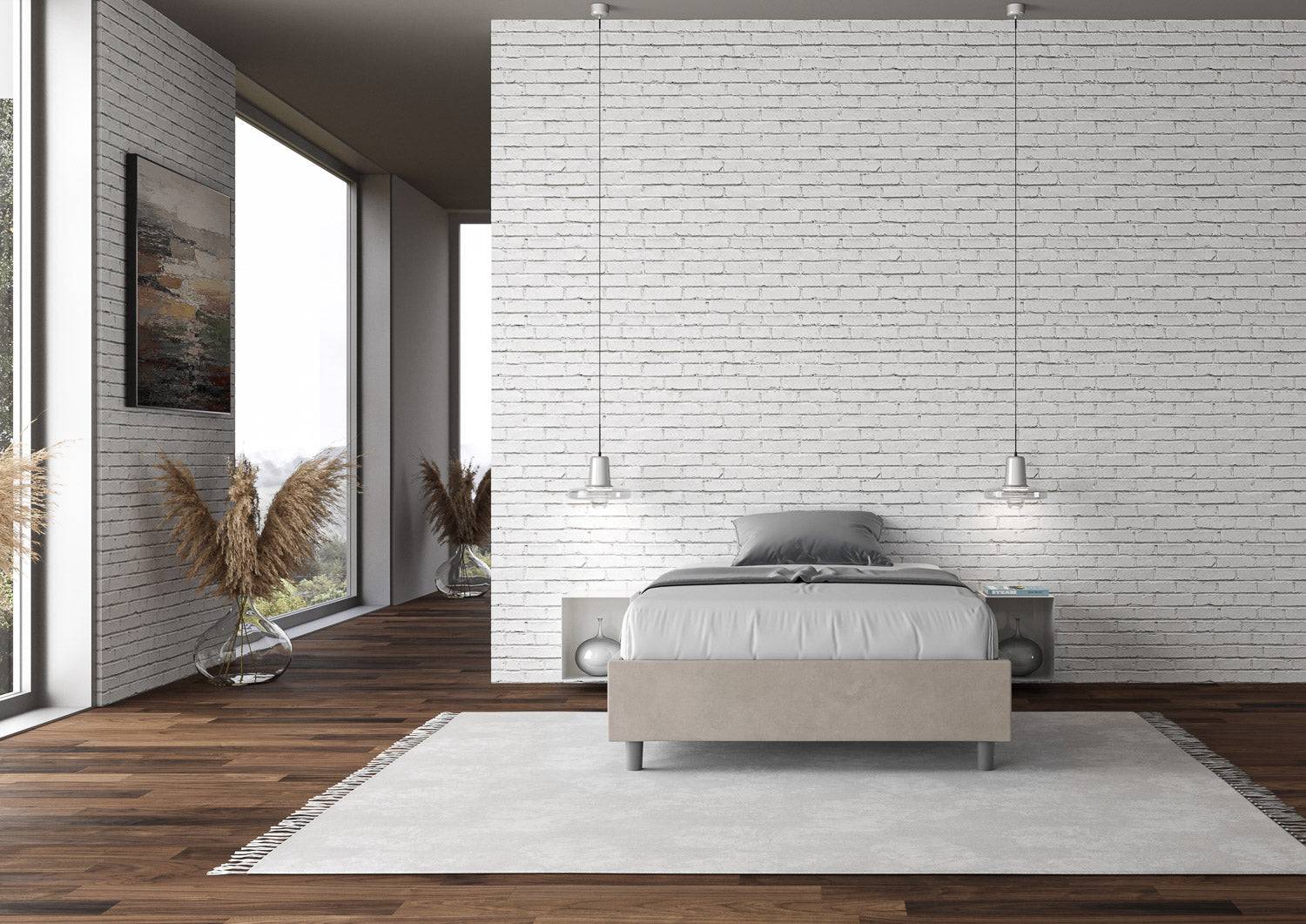Letto singolo contenitore imbottito 100x210 microfibra Azelia - Image 8