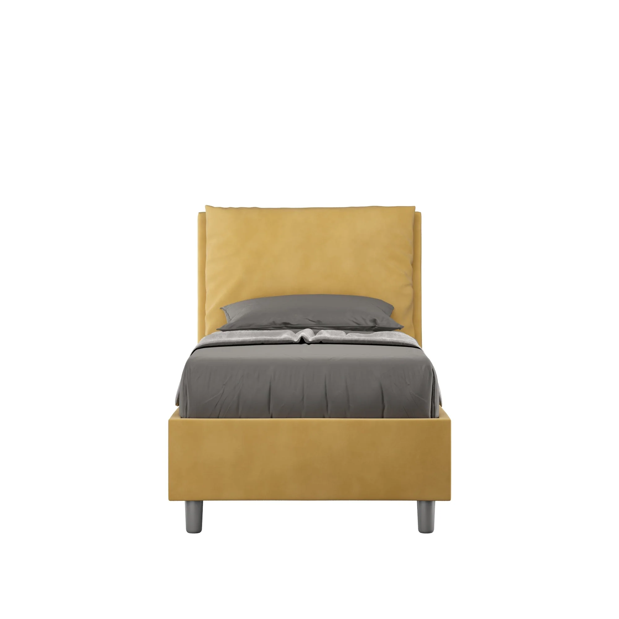 Letto singolo contenitore imbottito 90x190 microfibra Antea - Image 15