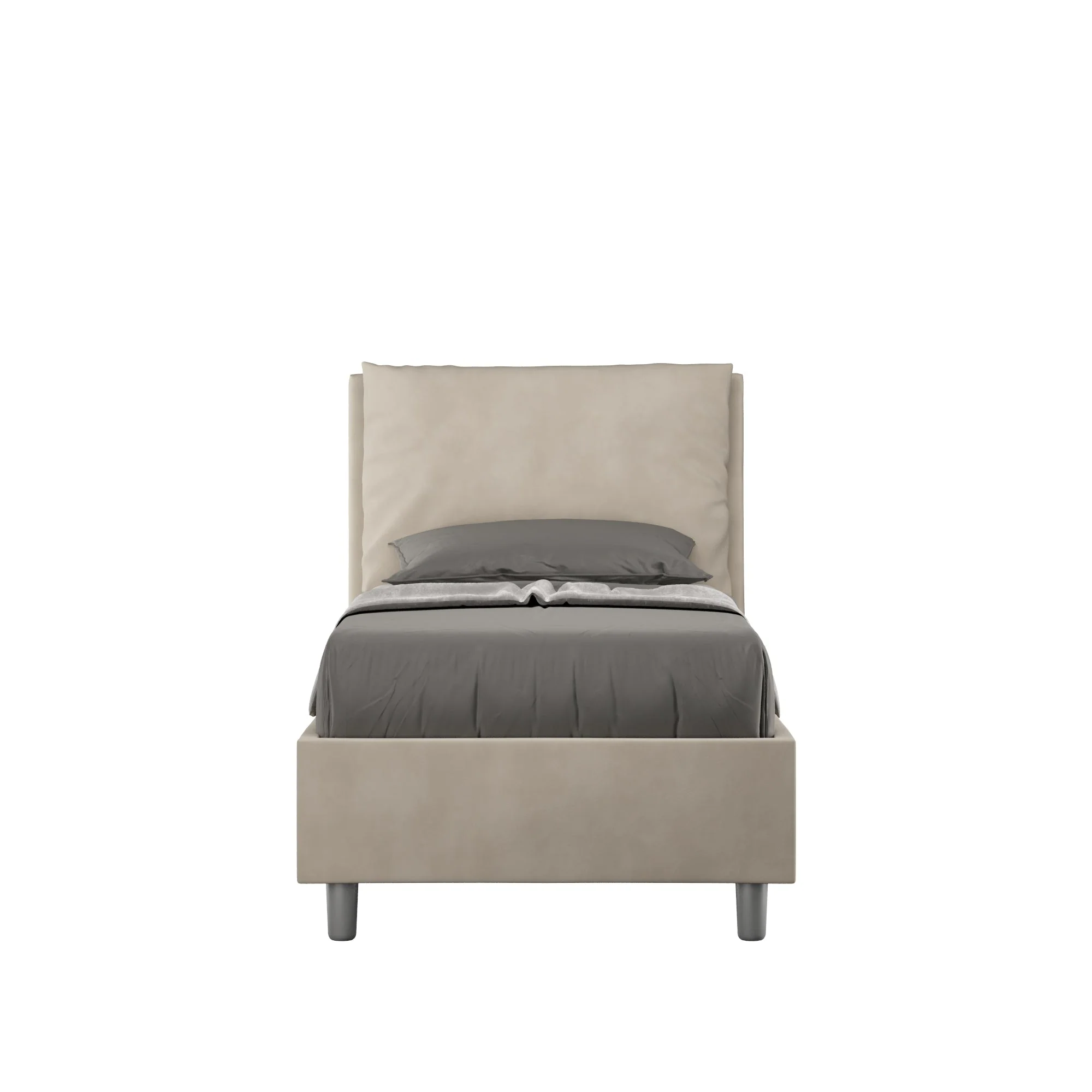 Letto singolo contenitore imbottito 90x190 microfibra Antea - Image 6
