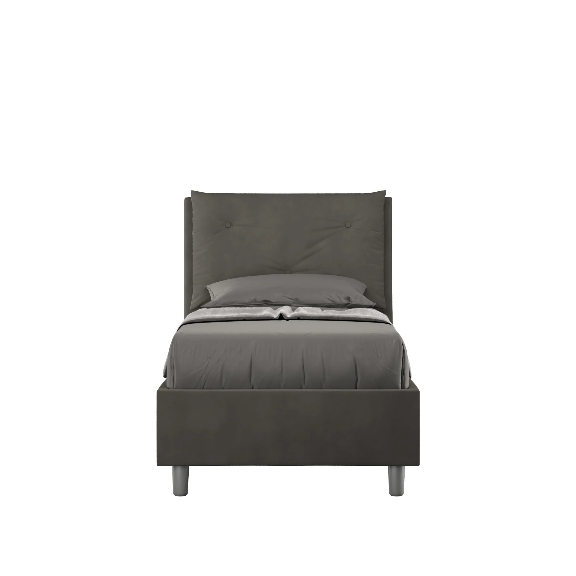 Letto singolo contenitore imbottito 90x190 microfibra Appia