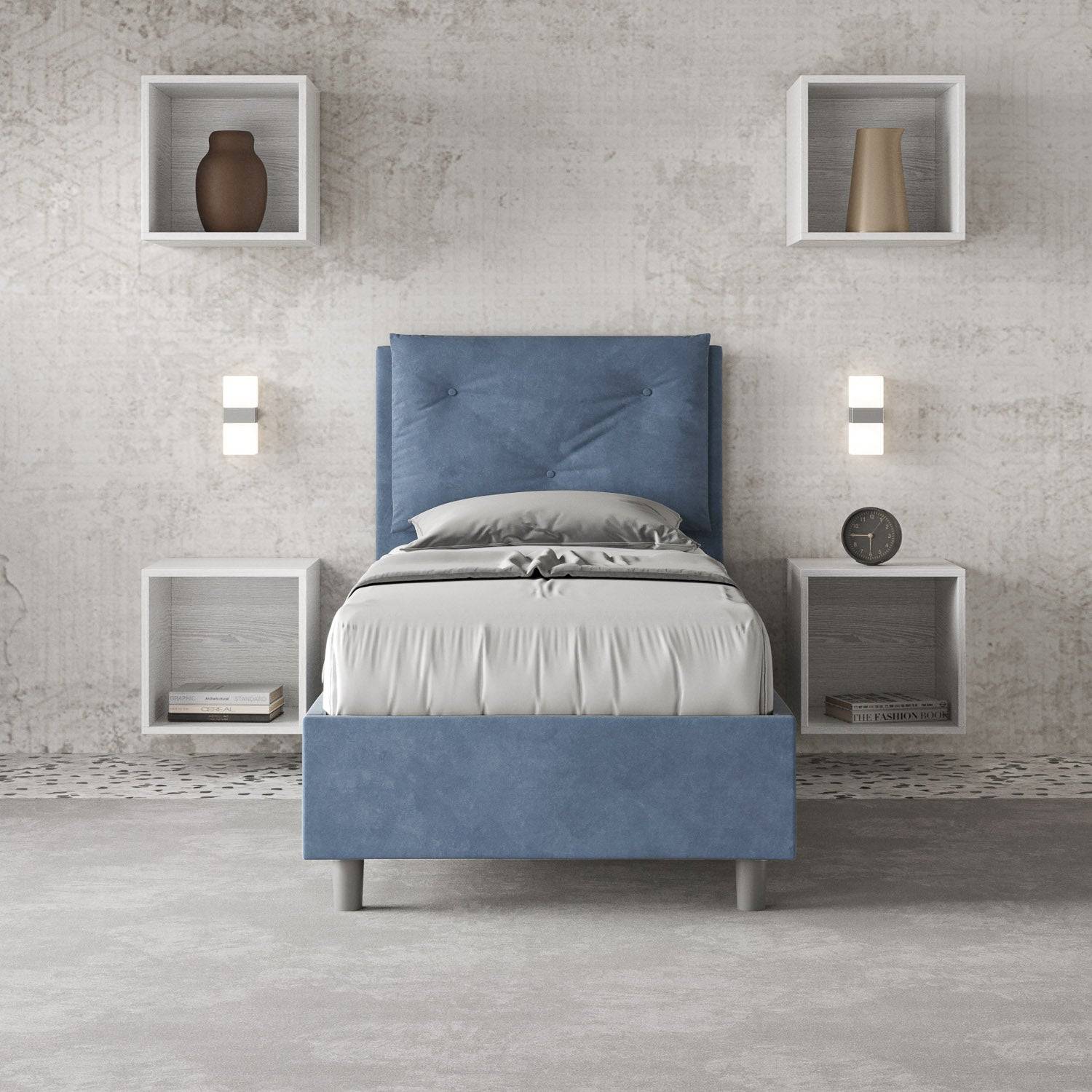 Letto singolo contenitore imbottito 90x190 microfibra Appia - Image 19