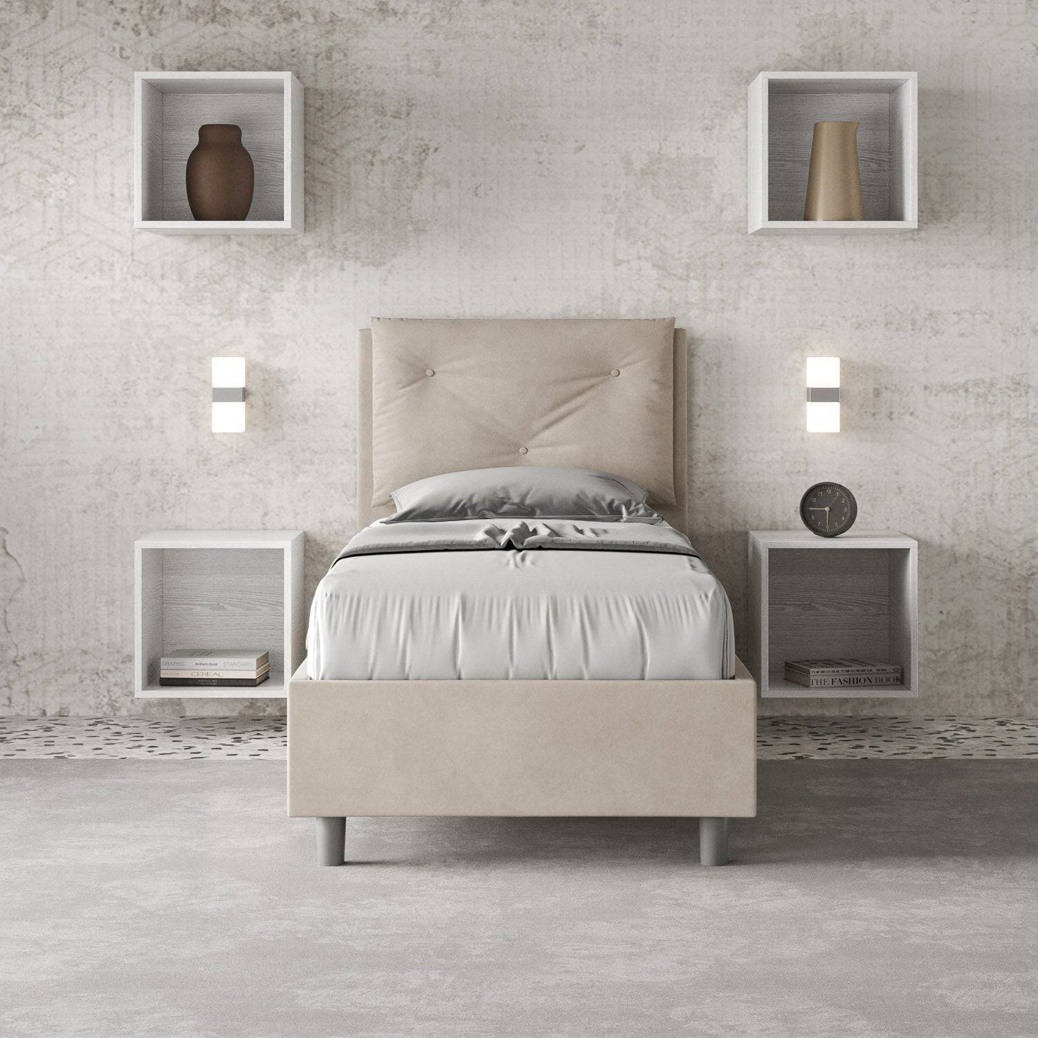 Letto singolo contenitore imbottito 90x190 microfibra Appia - Image 7