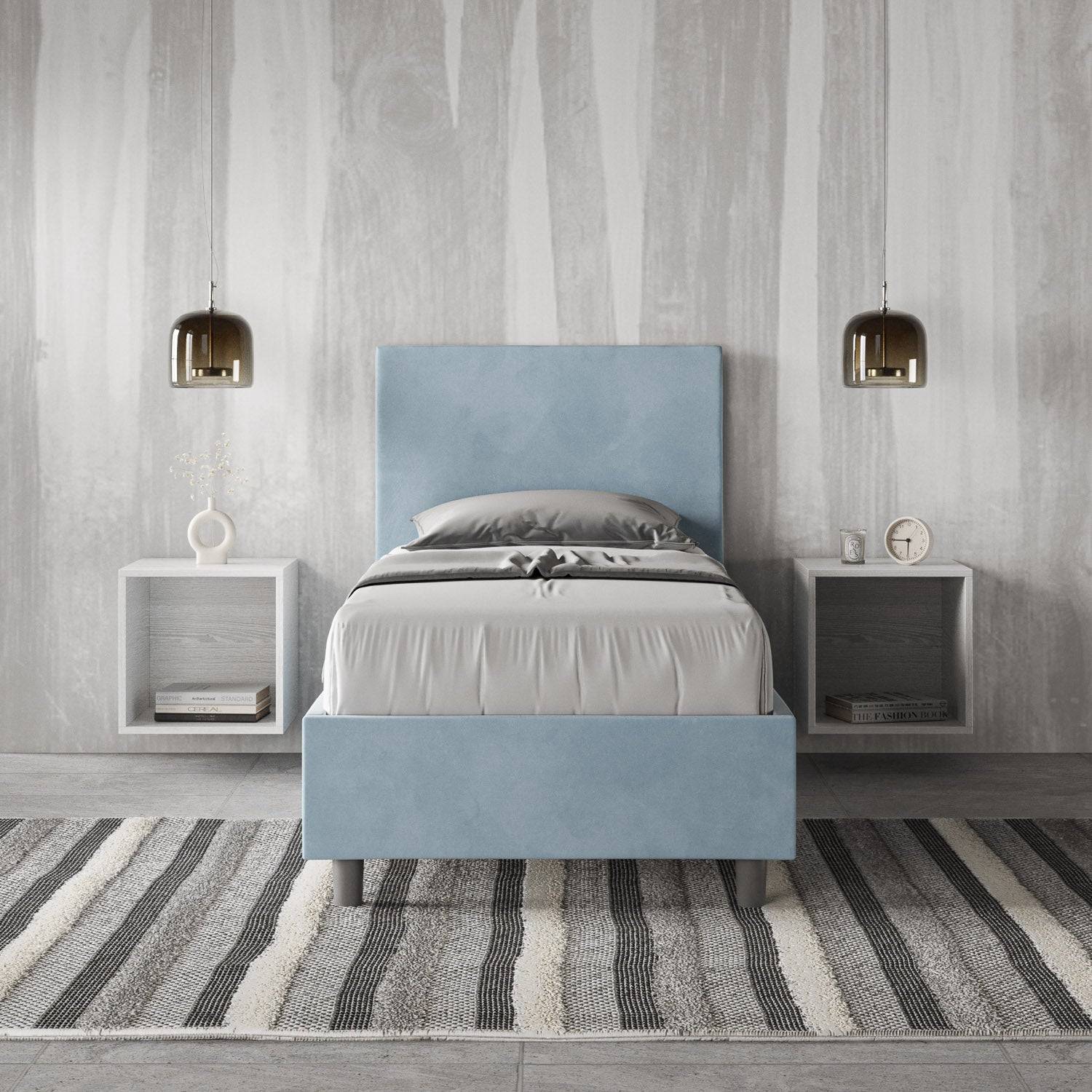 Letto singolo contenitore imbottito 90x200 microfibra Adele - Image 12