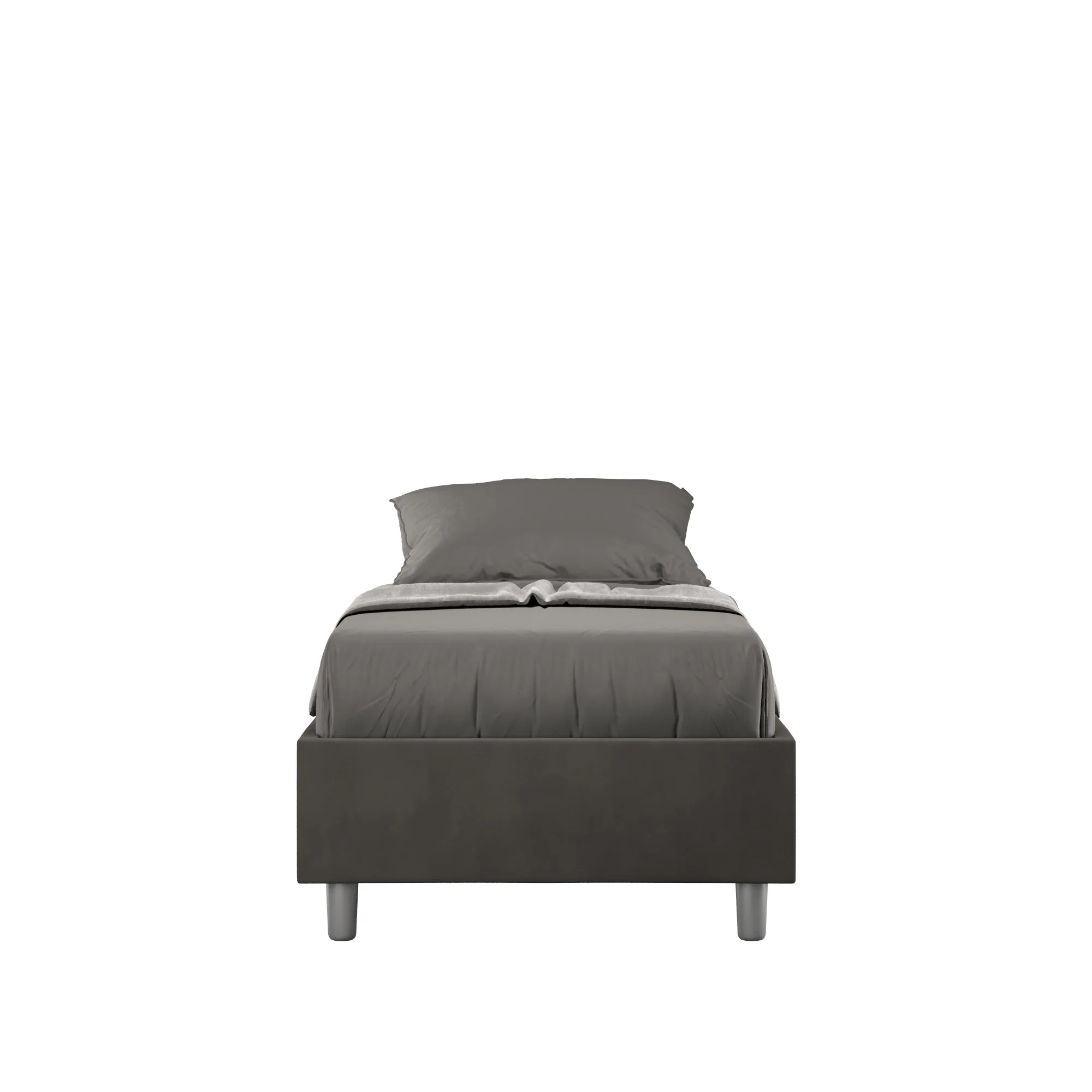 Letto singolo contenitore imbottito 90x200 microfibra Azelia