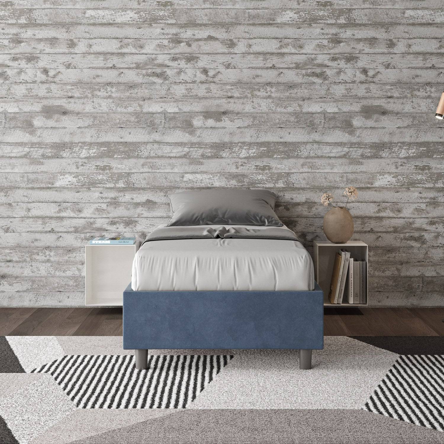 Letto singolo contenitore imbottito 90x200 microfibra Azelia - Image 21