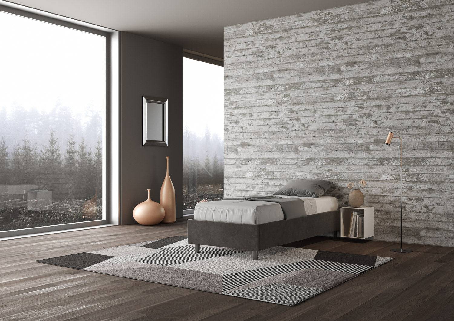 Letto singolo contenitore imbottito 90x200 microfibra Azelia - Image 4