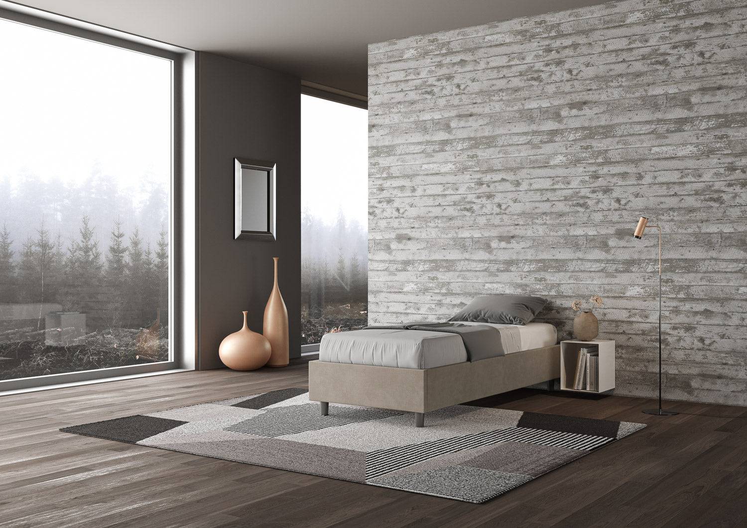 Letto singolo contenitore imbottito 90x200 microfibra Azelia - Image 9