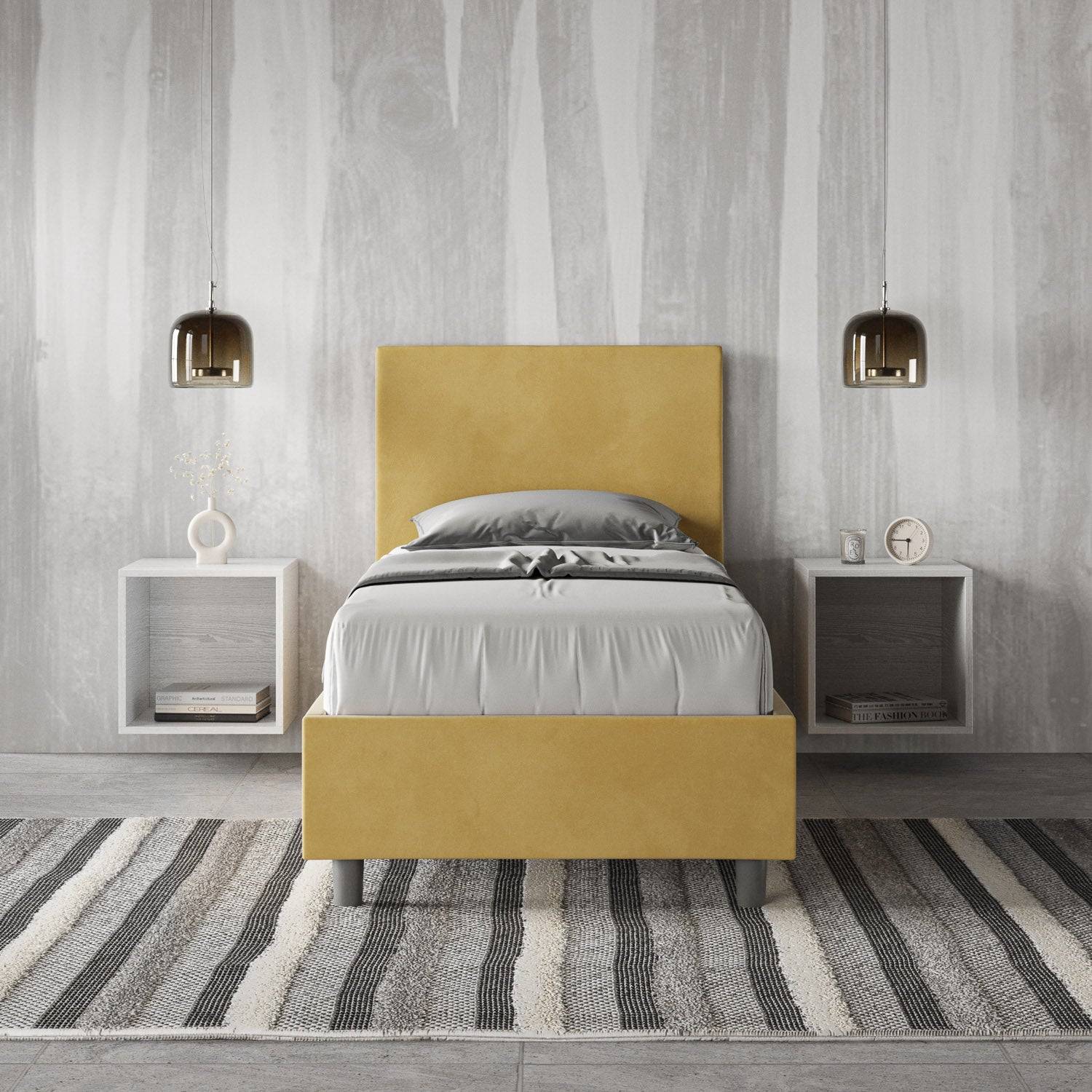 Letto singolo contenitore imbottito 90x210 microfibra Adele - Image 15