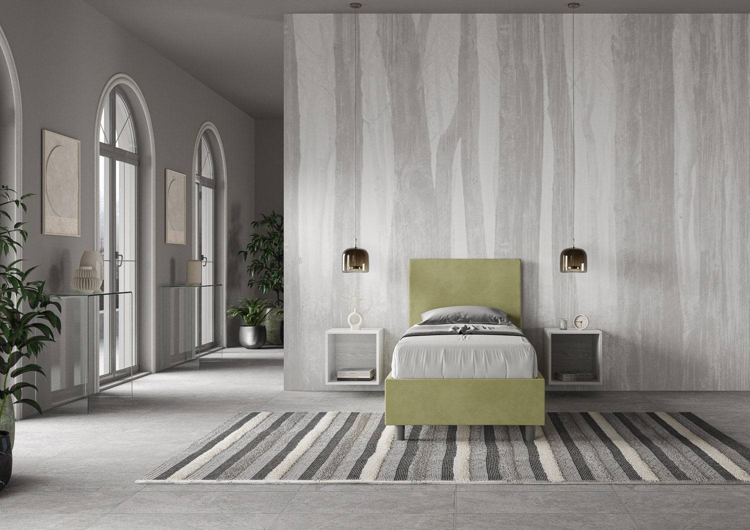 Letto singolo contenitore imbottito 90x210 microfibra Adele - Image 23