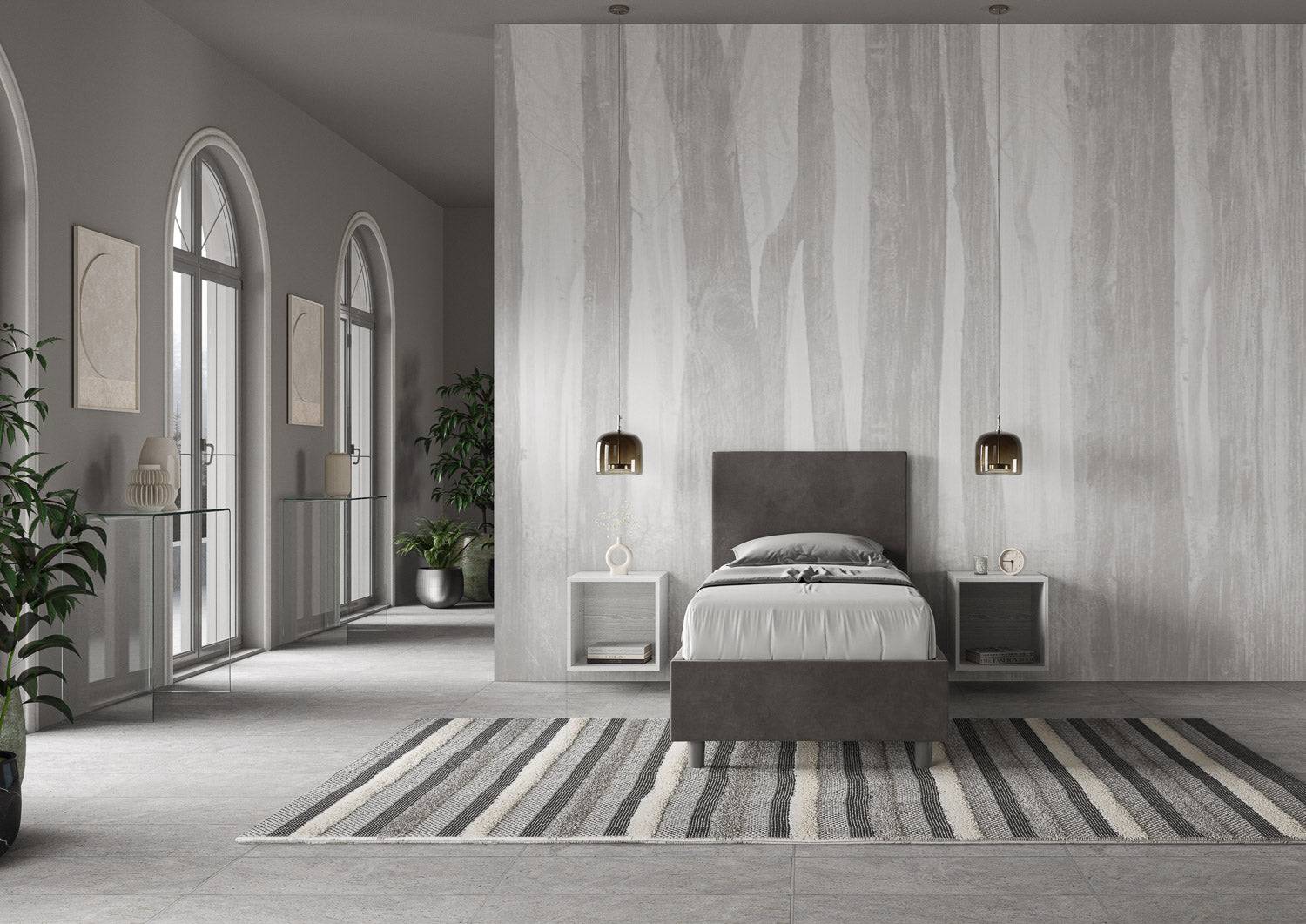 Letto singolo contenitore imbottito 90x210 microfibra Adele - Image 3