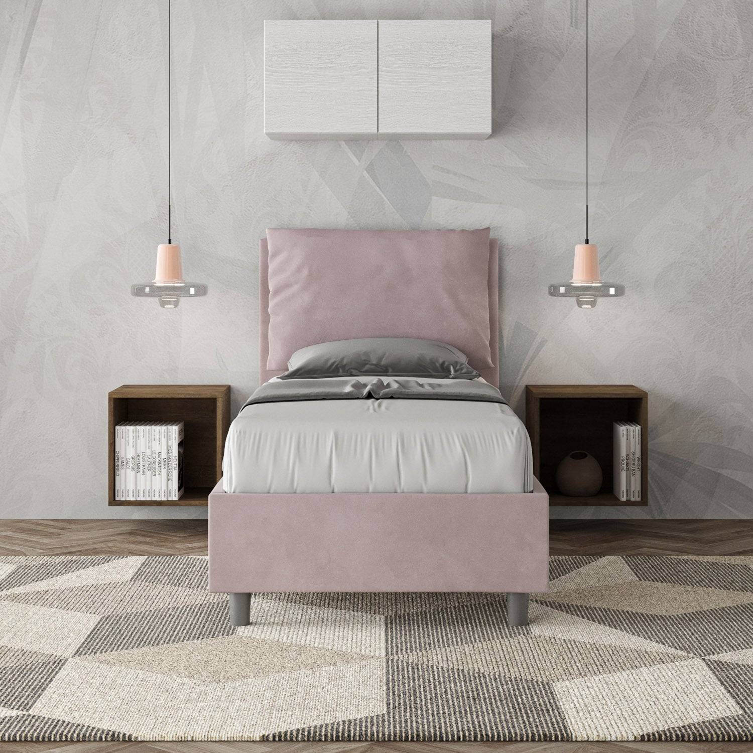 Letto singolo contenitore imbottito 90x210 microfibra Antea - Image 24