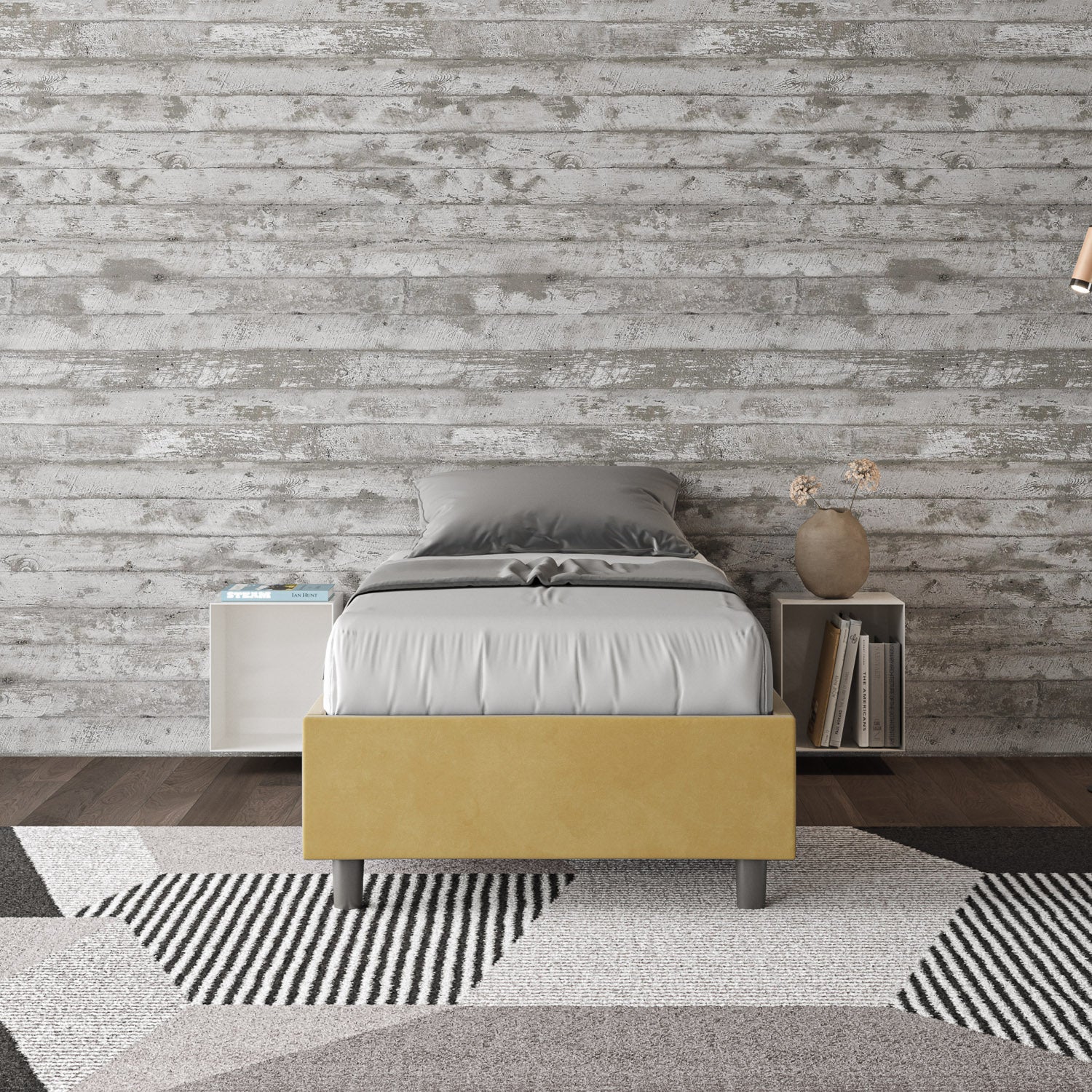 Letto singolo contenitore imbottito 90x210 microfibra Azelia - Image 17