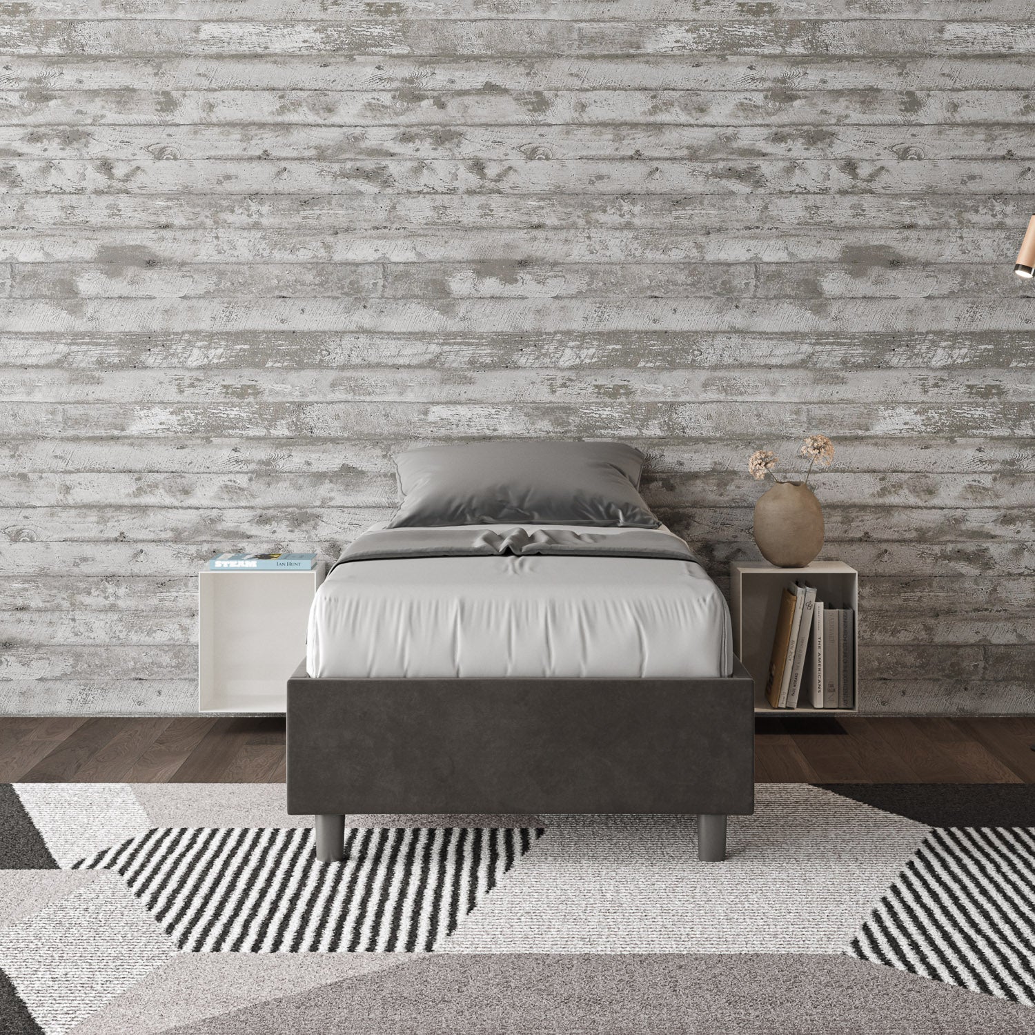 Letto singolo contenitore imbottito 90x210 microfibra Azelia - Image 65