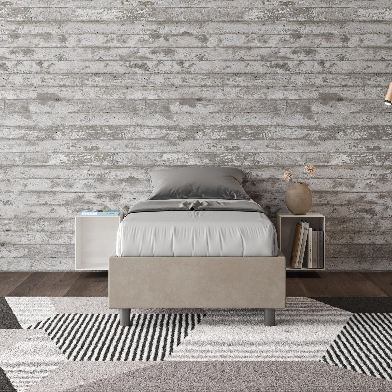 Letto singolo contenitore imbottito 90x210 microfibra Azelia - Image 69