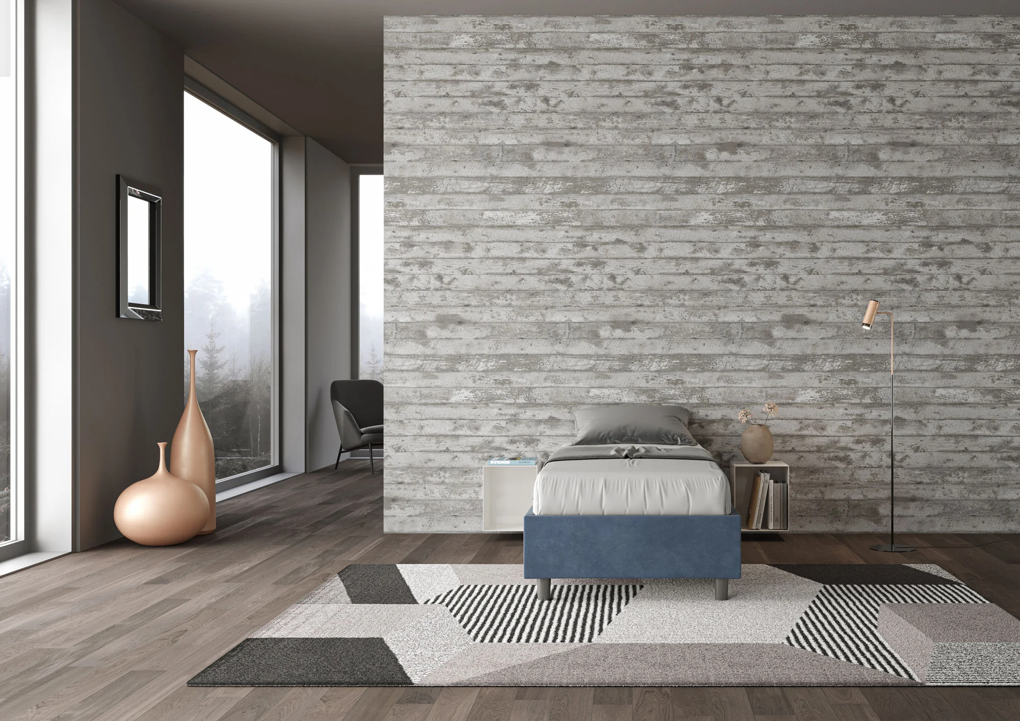 Letto singolo contenitore imbottito 90x210 microfibra Azelia - Image 82