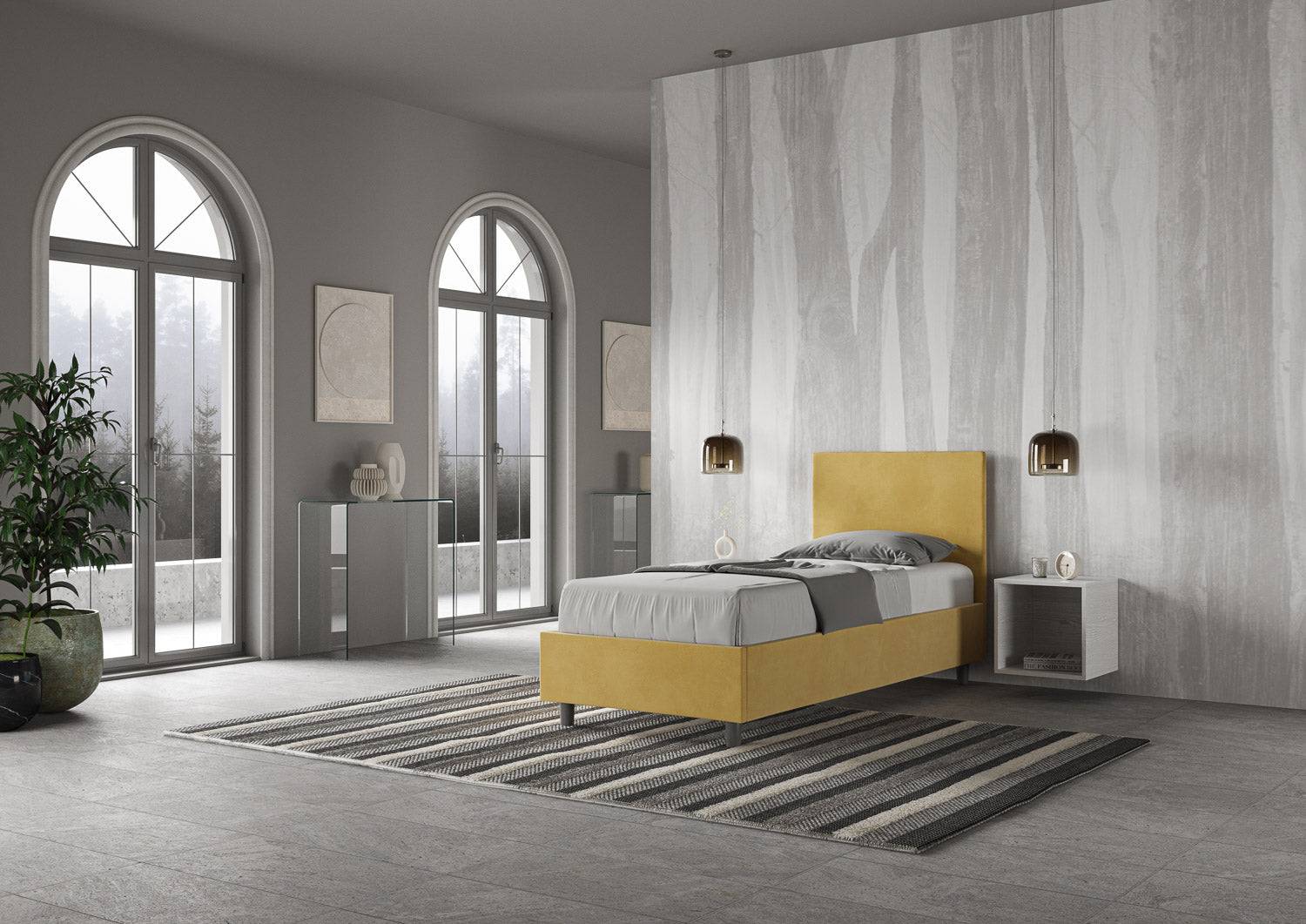 Letto singolo contenitore imbottito microfibra Adele - Image 16