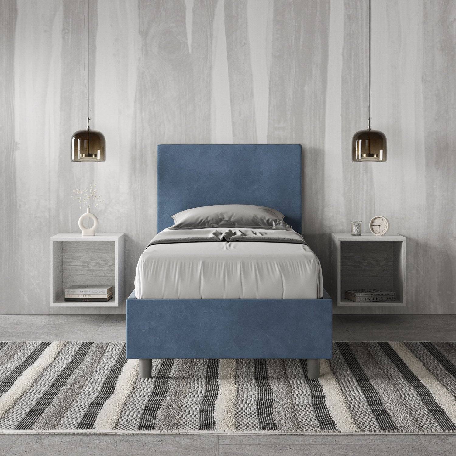 Letto singolo contenitore imbottito microfibra Adele - Image 19
