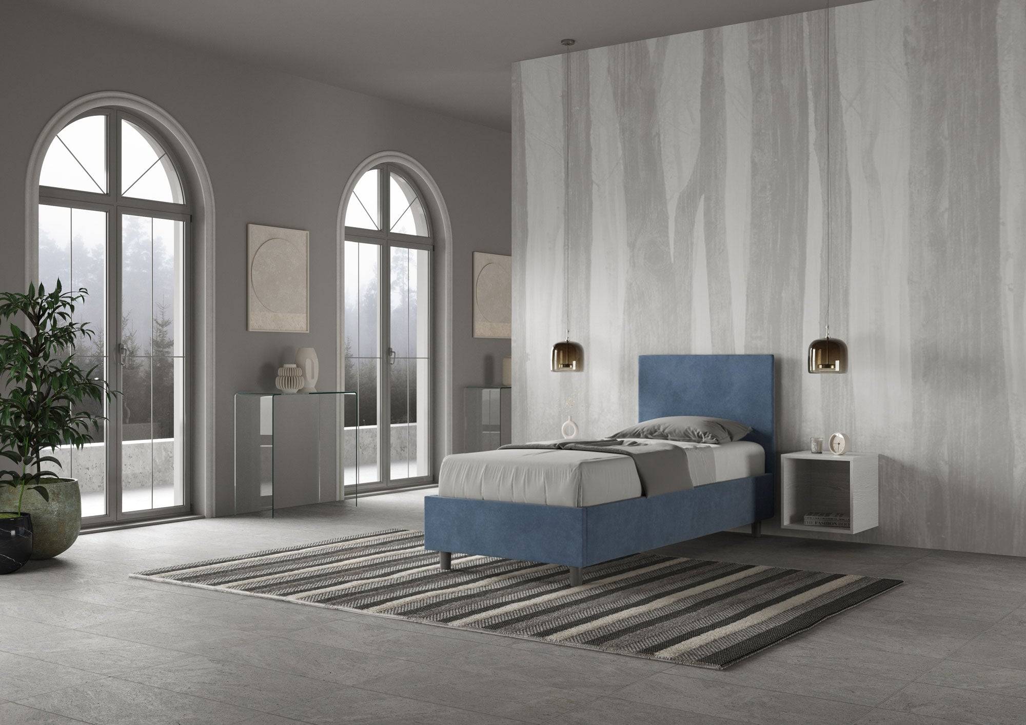 Letto singolo contenitore imbottito microfibra Adele - Image 20