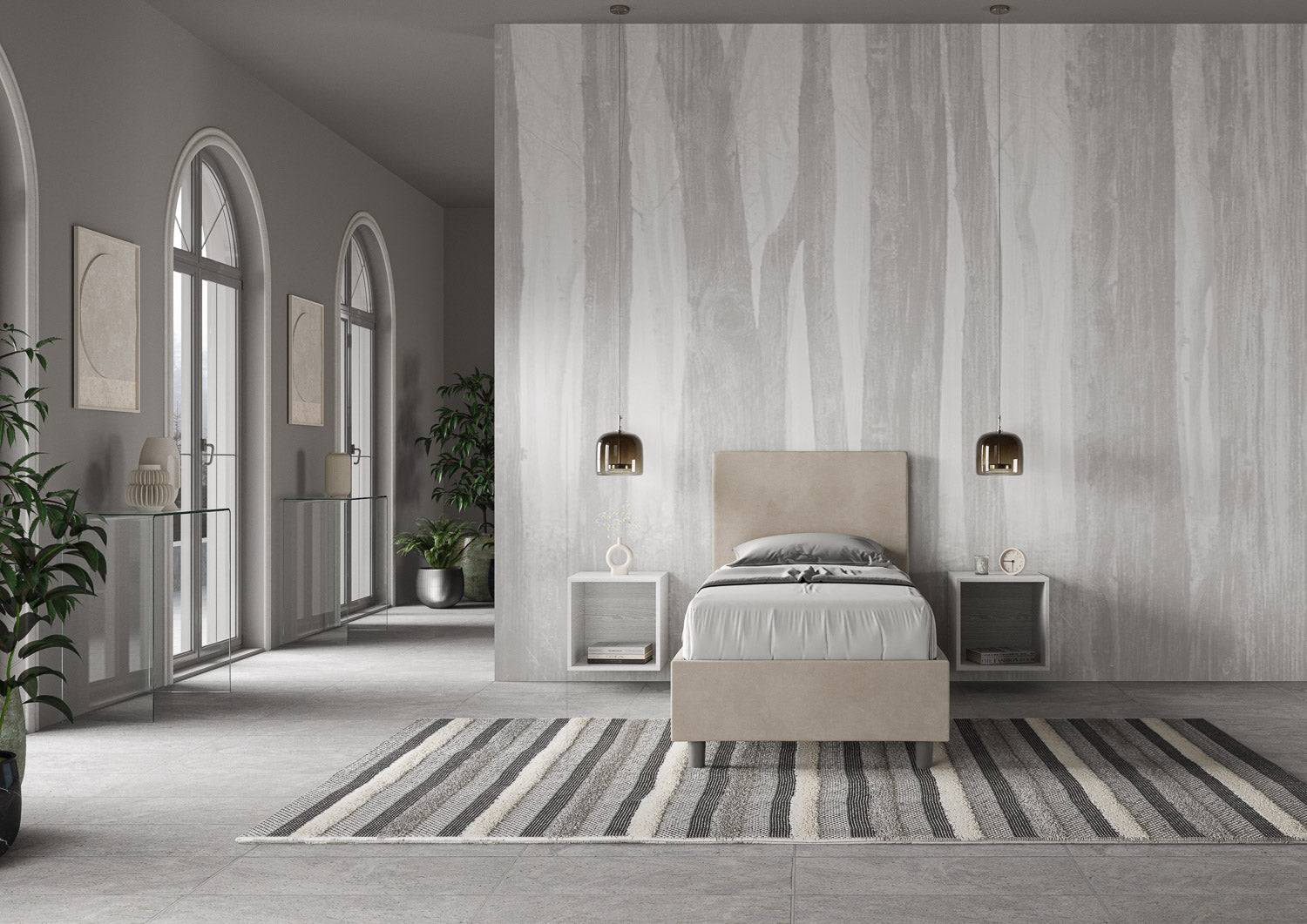 Letto singolo contenitore imbottito microfibra Adele - Image 8