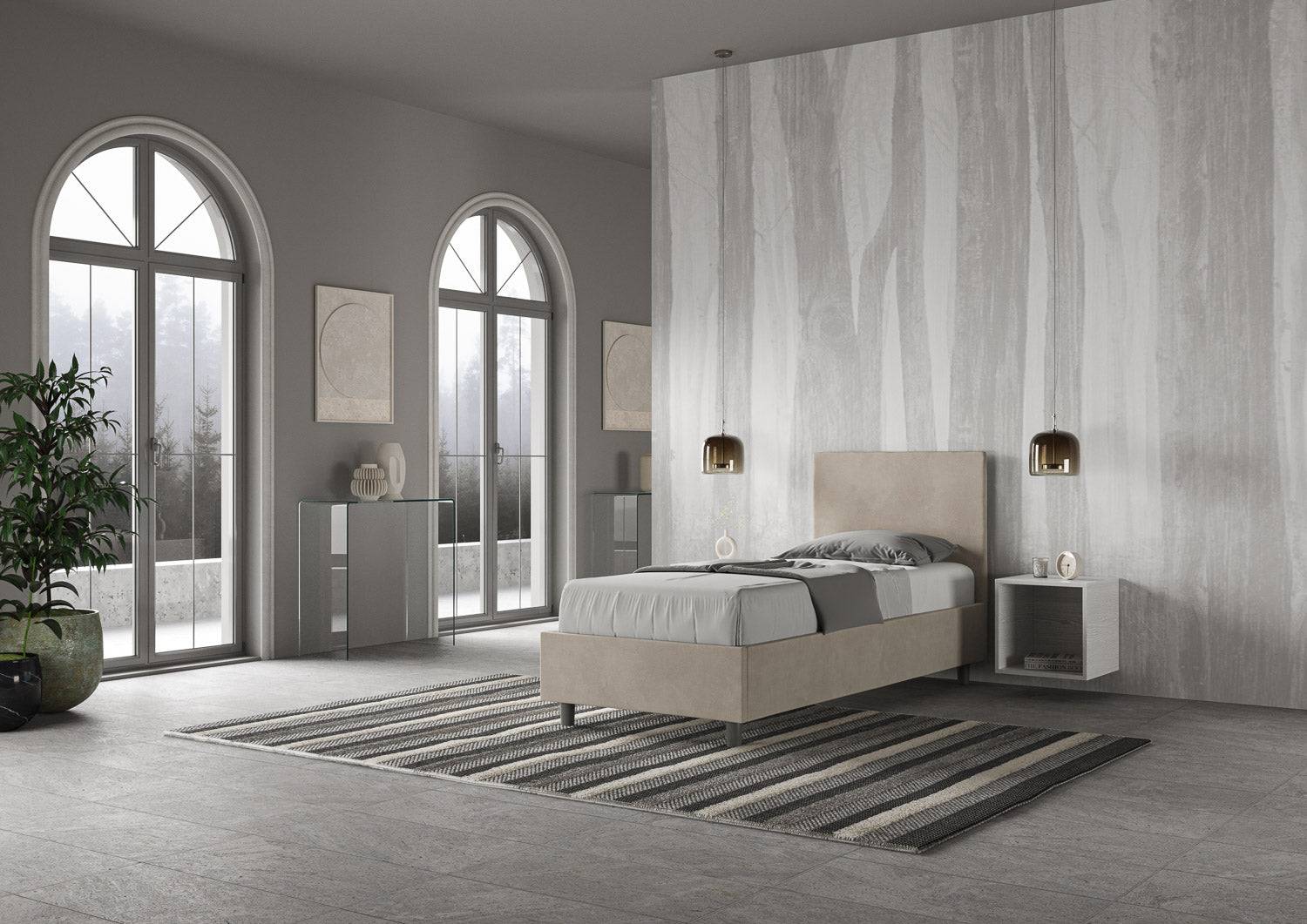 Letto singolo contenitore imbottito microfibra Adele - Image 9
