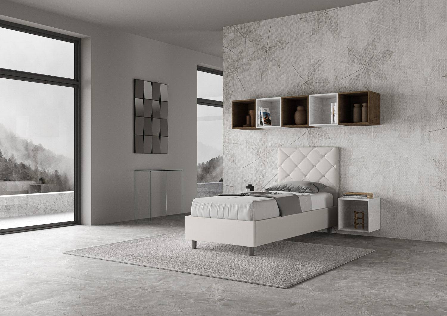 Letto singolo contenitore imbottito similpelle Priya - Image 14