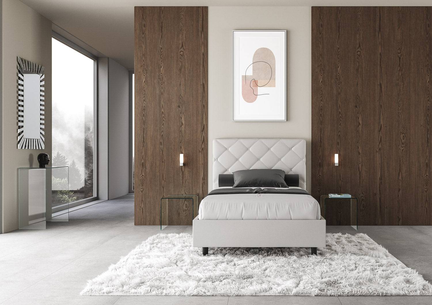 Letto singolo contenitore imbottito similpelle Priya - Image 13