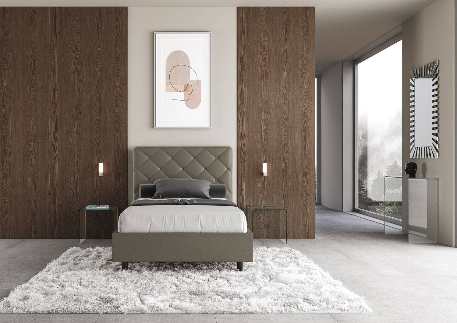 Letto singolo contenitore imbottito similpelle Priya - Image 18