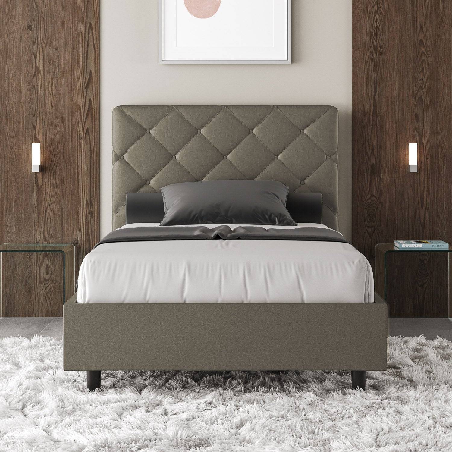 Letto singolo contenitore imbottito similpelle Priya - Image 2