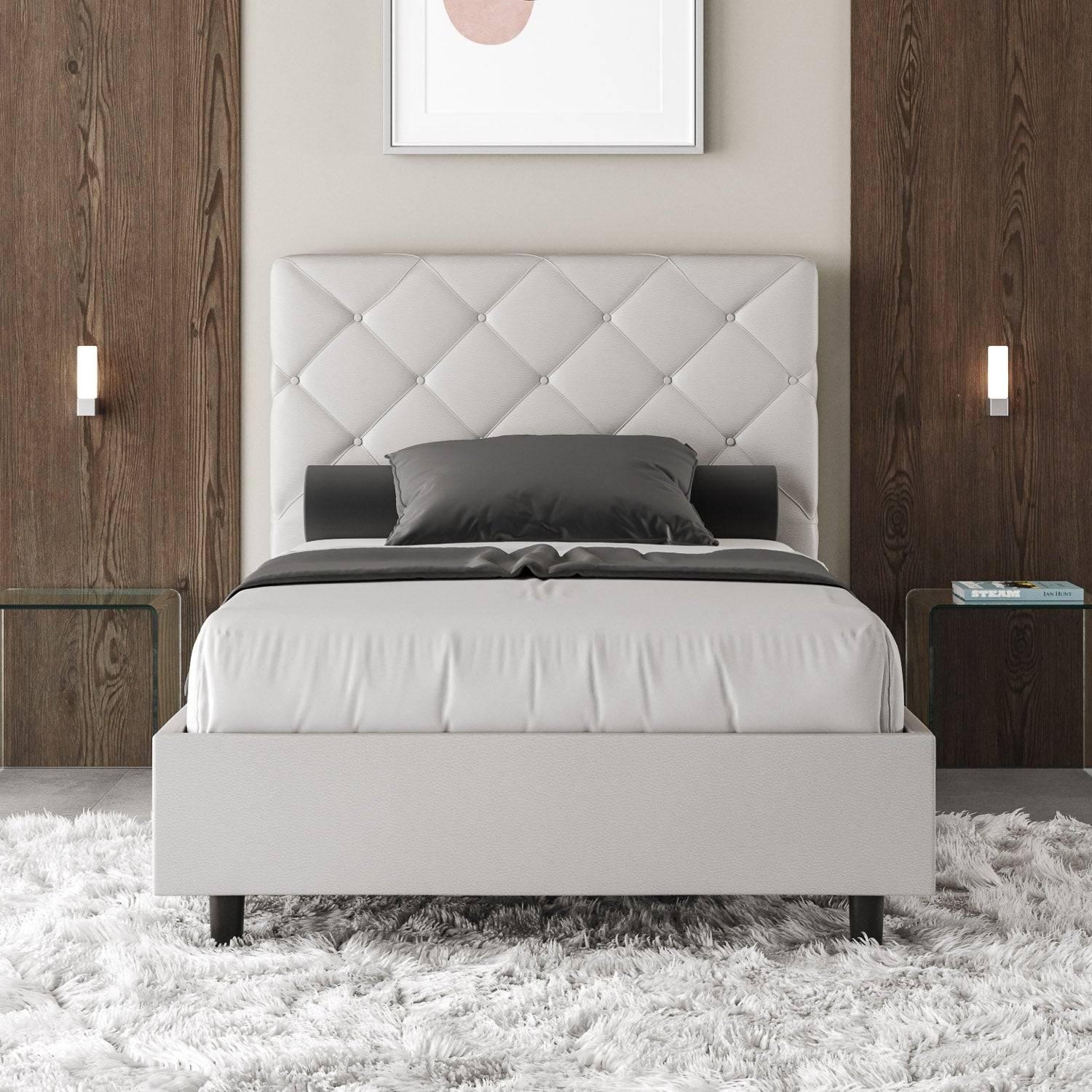 Letto singolo contenitore imbottito similpelle Priya - Image 25