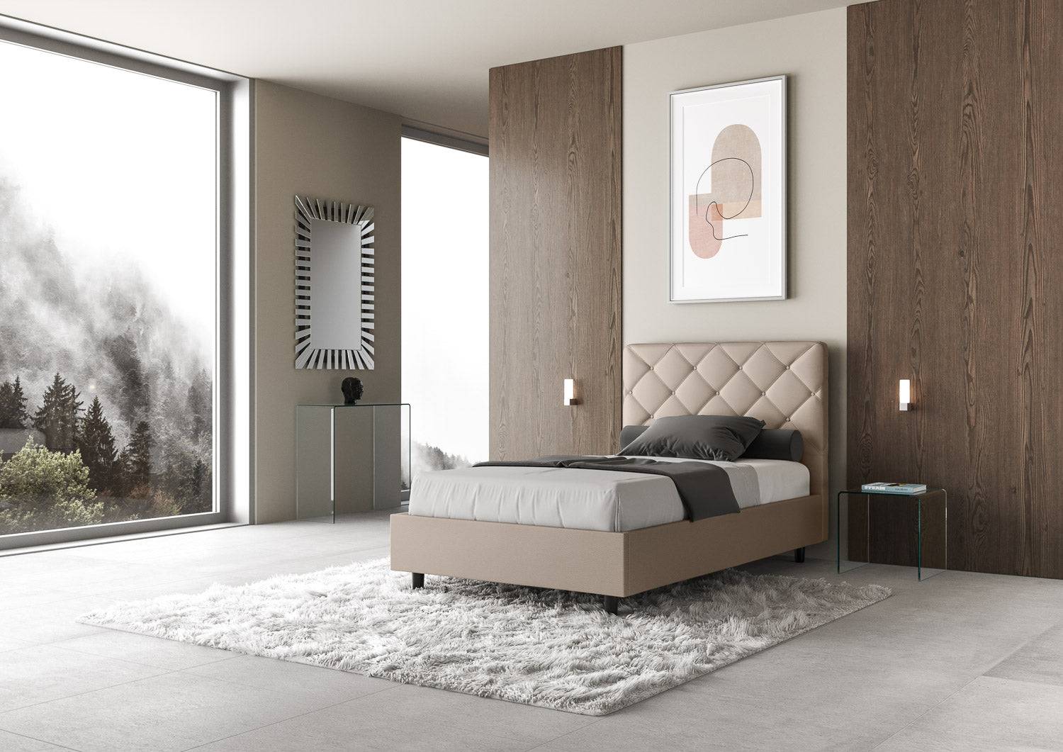 Letto singolo contenitore imbottito similpelle Priya - Image 35