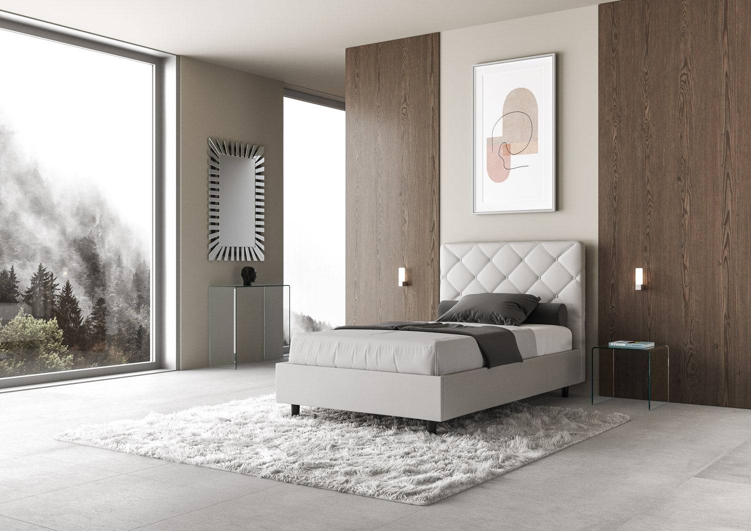 Letto singolo contenitore imbottito similpelle Priya - Image 39