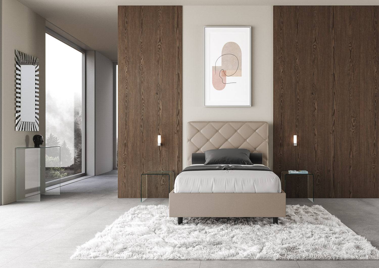 Letto singolo contenitore imbottito similpelle Priya - Image 8