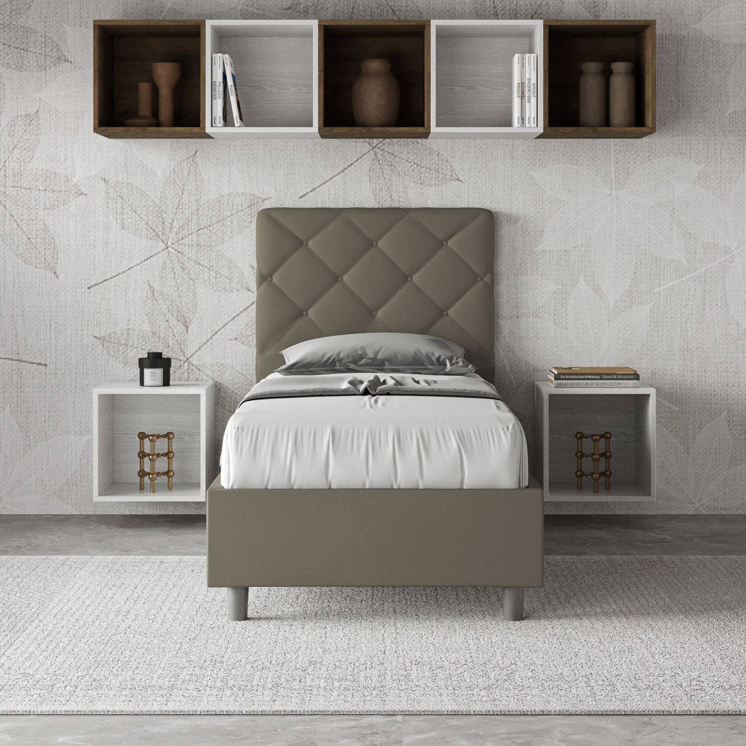 Letto singolo contenitore imbottito similpelle Priya - Image 2