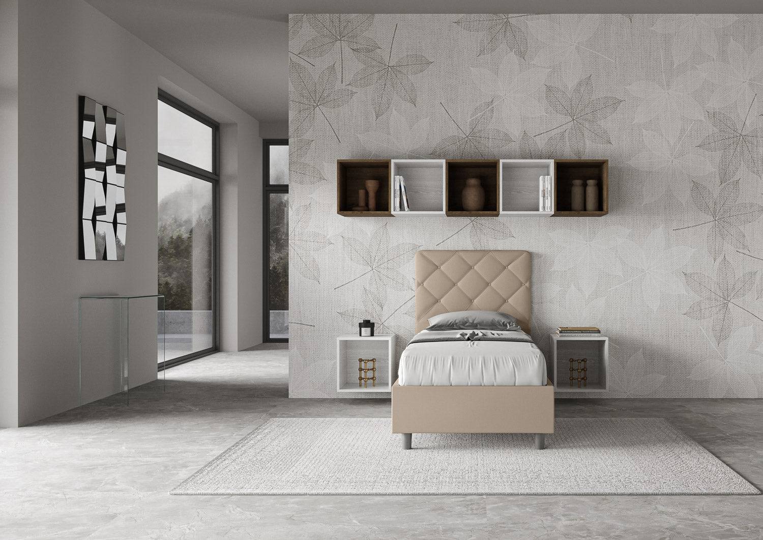 Letto singolo contenitore imbottito similpelle Priya - Image 8